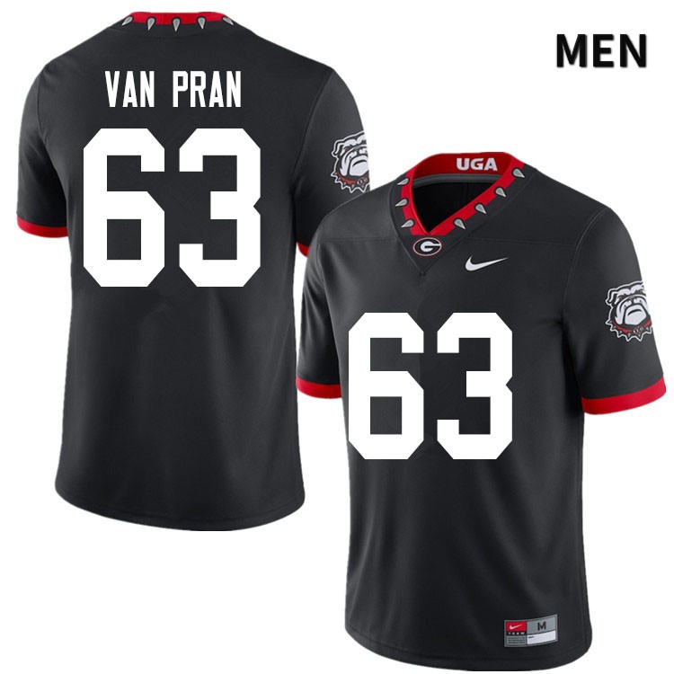 Georgia Bulldogs Men's Sedrick Van Pran #63 Black 2020 Mascot 100th Anniversary Stitched College UGA Football Jersey 23PG014HO